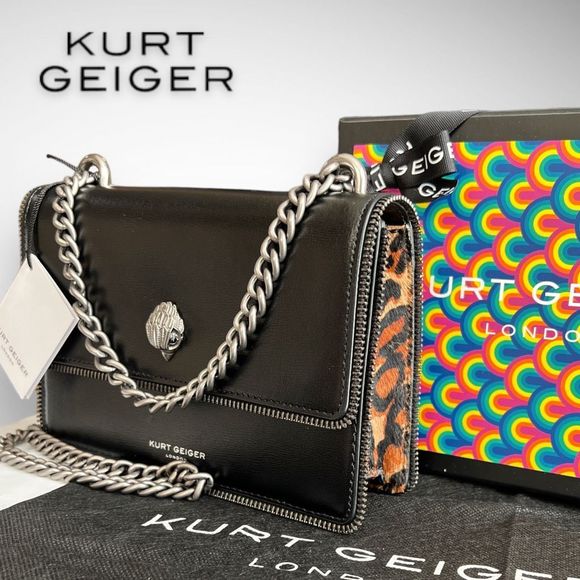 NWT Kurt Geiger London Shoreditch Small Leather & Genuine Calf Hair Shoulder Bag - Picture 4 of 17